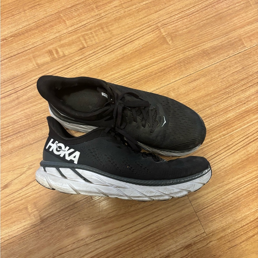 Hoka Black and White Athletic Shoes